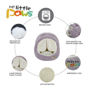 Bonita Casa de gato con patrón sólido, cama de perro calmante para interiores pequeños de felpa para dormir profundo, nido de gato suave para mascotas - Product Image 5