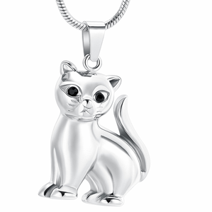 Perhiasan Kremasi Perak/Rose Gold untuk Tempat Abu Hewan Peliharaan Liontin Kucing Cantik Kalung Guci Liontin Peringatan untuk Wanita/Pria - Product Image 1