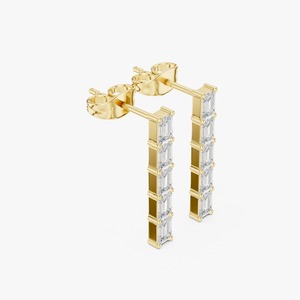 Best Quality Elegant Diamond Vertical Drop Studs for Women with Sparkling CZ <b>Stones</b> for Daily and Party Wear Jewelry for Sale - Product Image 4