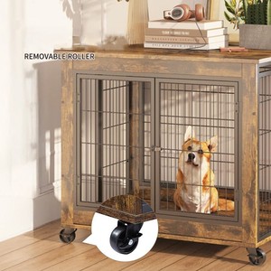 Nueva llegada moderna bandeja de metal de madera para interiores jaula para perros resistente con cierre de botón a presión para hogares - Product Image 5