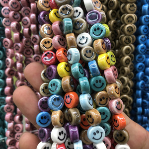 Factory Star Heart Smile Ceramic <strong>Beads</strong> Colorful Flat Round Glaze Jewelry <strong>Beads</strong> for Making <strong>Bracelet</strong> Earring Necklace Keychain - Product Image 2