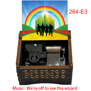 Boîte à musique en bois vintage carrée à manivelle, « Nous partons voir le magicien », souvenir spécial, cadeaux <span class=keywords><strong>de</strong></span> Noël en famille, cadeaux DIY pour lui et pour elle - Product Image 4