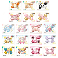 Ballons en aluminium style Ins, mignons, à motifs de dessins animés, pour anniversaire, avec boîte cadeau, cadre photo et ballons animaux de compagnie, pour la décoration d'anniversaire d'enfants