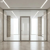 Cloison de bureau moderne à double vitrage avec cadre dissimulé de 90 mm, structure en aluminium et isolation acoustique pour usage professionnel