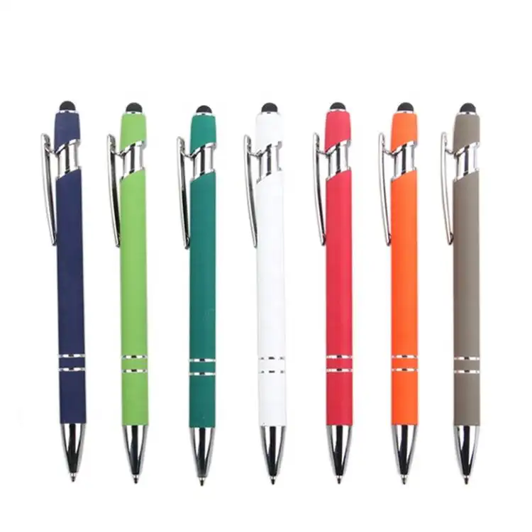 AI-MICH Pens Ballpoint With Custom Soft Screen Metal Ball Plastic Stylus Writing Promotion Luxury Logos Point Novelty Touch Pen