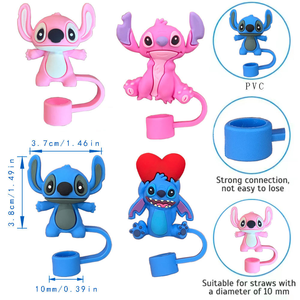 100 styles de embouts de paille en silicone 3D écologiques et réutilisables de <span class=keywords><strong>10</strong></span> mm, motifs de dessins animés mignons, accessoires pour pailles à boire - Product Image 2