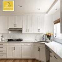 CBMmart Meuble de cuisine classique en MDF avec panneau Shaker, design gratuit, fermeture douce, îlot cascade pour projet de maison neuve