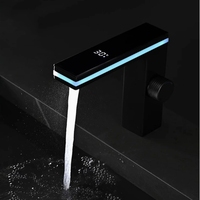 Robinet numérique intelligent FEENICE à affichage LED, monocommande chaud/froid, à poser sur comptoir, en céramique, avec éclairage d'ambiance LED