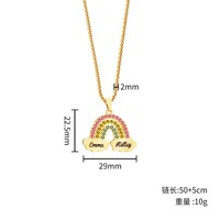 Collar Personalizado de Acero Inoxidable Chapado en Oro de 18K para Mujer, con Circonitas de Colores de Arcoíris, Regalo con Nombre Grabado