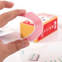 Cartes de jeu de mahjong personnalisées de haute qualité en papier bleu de 300 g/m² avec code-barres pour adultes
