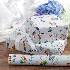 Factory Wholesale 80g Birthday Custom Luxury 70cm X 3m Metallic <b>Paper</b> <b>Roll</b> <b>Wrapping</b> <b>Paper</b> for Packaging - Product Image 2