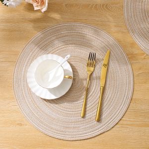 Manteles individuales redondos trenzados para mesas <span class=keywords><strong>de</strong></span> comedor, 15 pulgadas, antideslizantes, lavables, decoración rústica natural para cocina. - Product Image 2