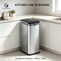 Poubelle intelligente à induction 20L avec capteur intérieur/extérieur, couvercle en PP, acier inoxydable pour bureau/maison