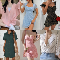 Collection de robes vintage mixtes pour femmes adultes, en polyester/coton, de haute qualité, tissu épais et doux, vêtements d'été, vente en gros