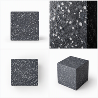 Table basse en terrazzo naturel gris foncé, bloc de pierre moucheté, mobilier de salon moderne et minimaliste, personnalisable OEM