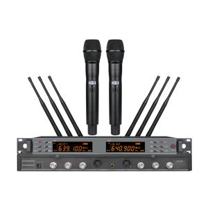 OEM EIF HD-3000 Dual Channel <b>Wireless</b> <b>Microphone</b> True diversity line with 6 antennas has an effective range of 100 meters - Product Image 1