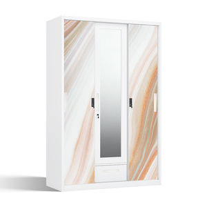Armoire métallique imprimée à 3 portes coulissantes avec miroir et tiroir, structure en acier de 1200 mm, vente chaude sur le marché SEA - Product Image 2