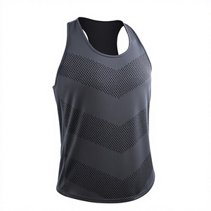 Men's <b>Black</b> Sleeveless O-Neck <b>Tank</b> <b>Top</b> Geometric Print Quick Dry Sporty <b>Knitted</b> Fit - Product Image 6