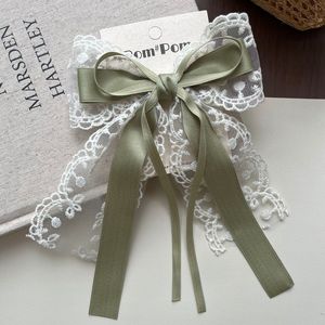 Dulce princesa niñas Hada accesorios para el cabello Color sólido largo Streamer cinta lazo pinza para el cabello lazo <span class=keywords><strong>de</strong></span> encaje blanco aleación Duckbill Clip - Product Image 5