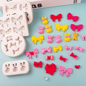 Moule en silicone DIY pour nœud papillon en pâte à sucre, idéal pour la décoration de gâteaux et la création de pinces à cheveux - Product Image 3