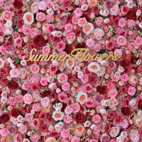Dinding Bunga Artifisial Sutra 3D Motif Bunga Pink untuk Pernikahan, Wisuda, Natal - Tahan Lama dan Romantis (Grosir)