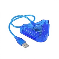 Adaptador Divisor de Cable USB para Control de PS2 a PC para Juego de Dos Jugadores (Triángulo Azul)