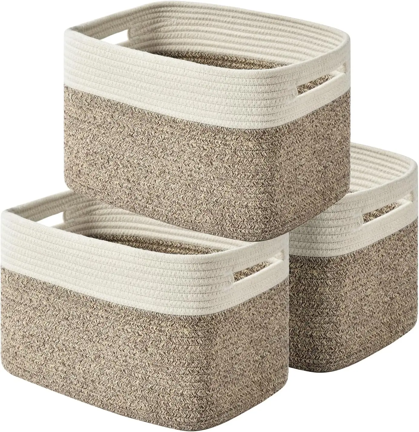 Storage Basket,Woven Baskets for Storage,Cotton Rope Baskets for Organizing,decorative Baskets for Living Room - 3 Pack