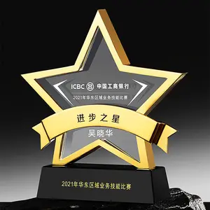 Premio del metallo del premio di vetro a cinque stelle del trofeo di cristallo dell'incisione di Logo su ordinazione all'ingrosso di prezzi di fabbrica