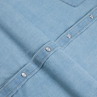 Kemeja Denim lengan panjang pria, kemeja koboi kustom dengan kancing jepret untuk pria