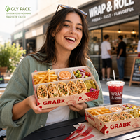 Boîte de présentation personnalisée pour shawarma halal avec compartiments, support pour sauce, emballage alimentaire à emporter pour doner kebab et wraps
