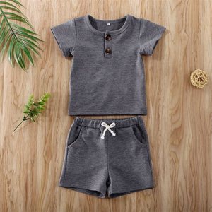 Tenues d'été coréennes pour garçons, ensembles 2 pièces avec chemise à manches courtes boutonnée et pantalon à bretelles, pour bébés de 0 à 2 ans - Product Image 3