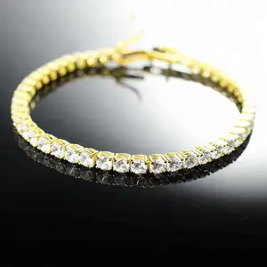China Leverancier 925 Sterling Zilver Zirkonia Goud 14K Vergulde Lab Diamant Tennisarmband Voor Mannen