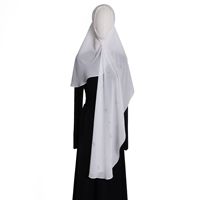 Voile longue musulmane unie en mousseline de chanvre élastique, châle perlé avec strass papillon, hijab instantané extensible et respirant