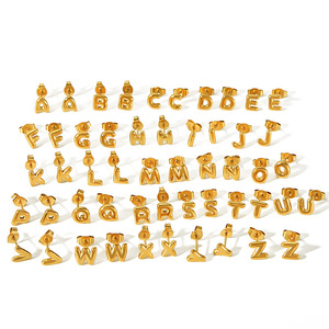 Mini pendientes con letras, chapados en oro, de acero inoxidable, con iniciales del alfabeto para mujer, joyería de moda, juego de pendientes de la A a la Z - Product Image 4