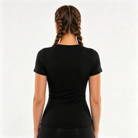 T-shirt vierge personnalisé en gros pour femme, en coton et élasthanne, vêtement décontracté, t-shirt doux et ajusté pour femme