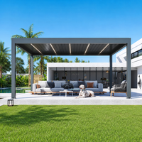 Pergola bioclimatique motorisée en aluminium avec toit à lames orientables, anti-UV, imperméable, pour terrasse extérieure