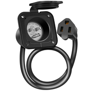Prise de courant CA 15 ampères, prise d'alimentation 125 V avec couvercle étanche et cordon d'extension intégré de 18 pouces, 2 pôles 3 fils NEMA 5-15P