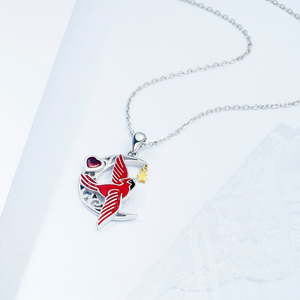 Collar de plata de ley 925 con colgante de media luna, luna, estrella, pájaro volador, collar conmemorativo - Product Image 4