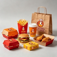 Boîtes en Carton Jetables à Emporter pour Frites, Emballages Alimentaires Personnalisés pour Ailes de Poulet et Burgers, Conteneur de Restauration Rapide
