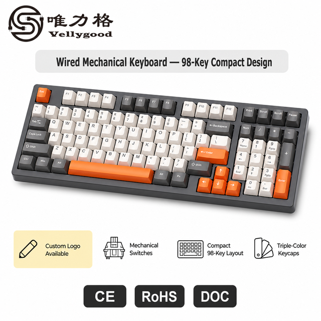 K98 Tri-Mode Hot Swappable RGB Mechanical Gaming Keyboard Custom Programmable Wireless USB-C for PC Gamer