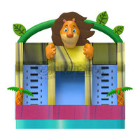 Toboggan aquatique gonflable commercial 11x6m, thème Lion de la jungle, avec piscine, en PVC robuste, vente en gros usine pour la location événementielle