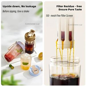 แก้ว Tritan 100% ป้องกันการรั่วซึม พกพาสะดวก สำหรับเครื่องดื่มเย็น 330 มล. 480 มล. พร้อมที่กรองชาเย็น กาแฟ น้ำผลไม้ ใช้ซ้ำได้ ขวดน้ำแบบพกพา - Product Image 5