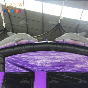 ปราสาทลมเป่าลมรูปปลาโลมาคุณภาพสูงแบบกำหนดเองของ WINSUN พร้อมสไลเดอร์น้ำและสระน้ำ - Product Image 4