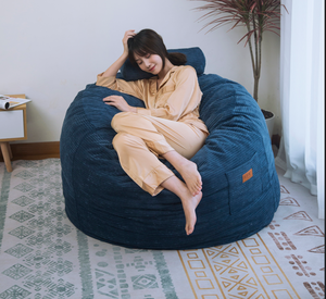 Canapé pouf moderne surdimensionné en velours, une place, avec mousse à mémoire de forme, hauteur réglable, design confortable pour salon familial - Product Image 2