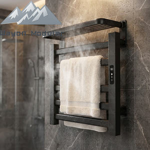 Sèche-serviettes électrique chauffant Wayon Luxury Smart, noir mat, avec minuterie LED et étagère pour salle de bain moderne - Product Image 1
