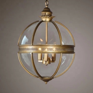 American Retro Restaurant Bar Cafe Vintage Industrial Glass Globe Hanging Pendant Light Metal Chandelier - Product Image 4