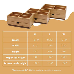 Organisateur de maquillage en bambou en gros avec tiroir, design classique, organisateur de bureau multifonction en bambou, organisateur de maquillage, cosmétique - Product Image 5