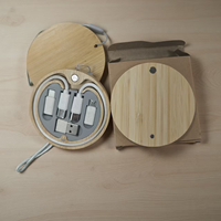 Kit de charge et de rangement en bambou avec logo personnalisé, vente en gros, charge rapide 3A, boîte carrée en bois, personnalisation OEM pour ordinateurs