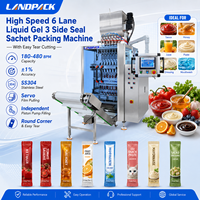 Machine d'emballage à grande vitesse multi-voies (6 voies) pour jus de fruits, sauce tomate, ketchup, gel liquide, sachets scellés sur 3 côtés