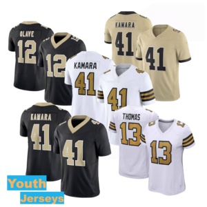 Camiseta Juvenil de Alta Calidad de Nueva Orleans <span class=keywords><strong>41</strong></span> #   Kamara <span class=keywords><strong>12</strong></span> #   Camisetas de Fútbol Americano Cosidas de Edición Limitada Olave, Camisetas Personalizadas con Logotipo - Product Image 1